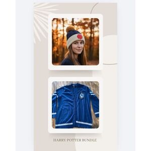 Harry Potter Unisex Bundle Hogwarts Ravenclaw Beanie & Cardigan Fantasy Magic